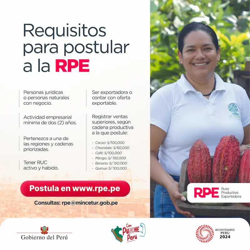 Ruta Productiva Exportadora: Lanzan segunda convocatoria para nuevos emprendimientos