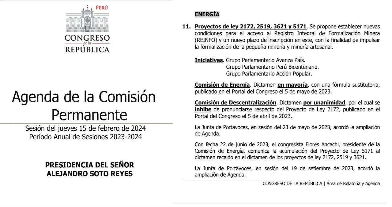 Congreso debatirá mañana la reapertura del Reinfo