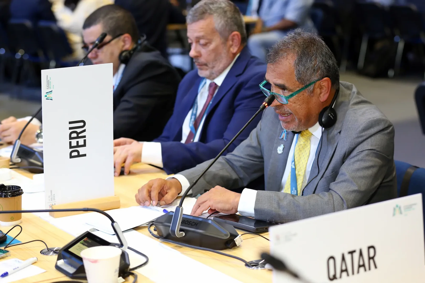 Ministro de Comercio Exterior y Turismo, Juan Carlos Mathews, en la 13° Conferencia Ministerial de la OMC. 